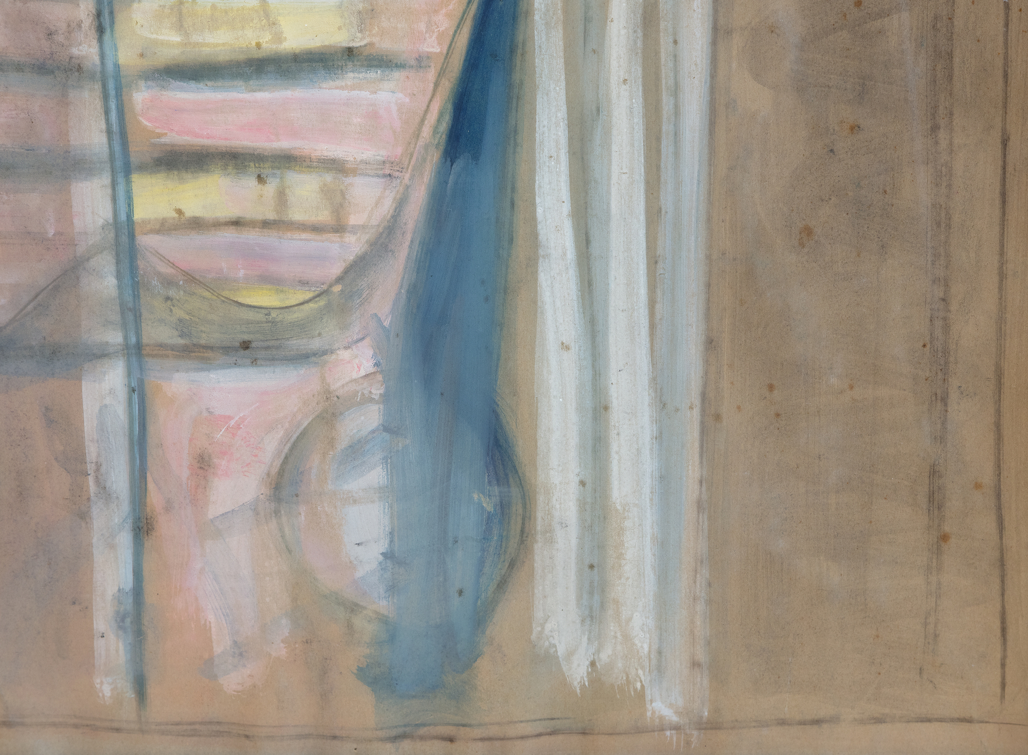 WIFREDO LAM - Retrato / La Table I, coin d'atelier - témpera sobre papel (doble cara) - 38 x 24 3/4 pulg.