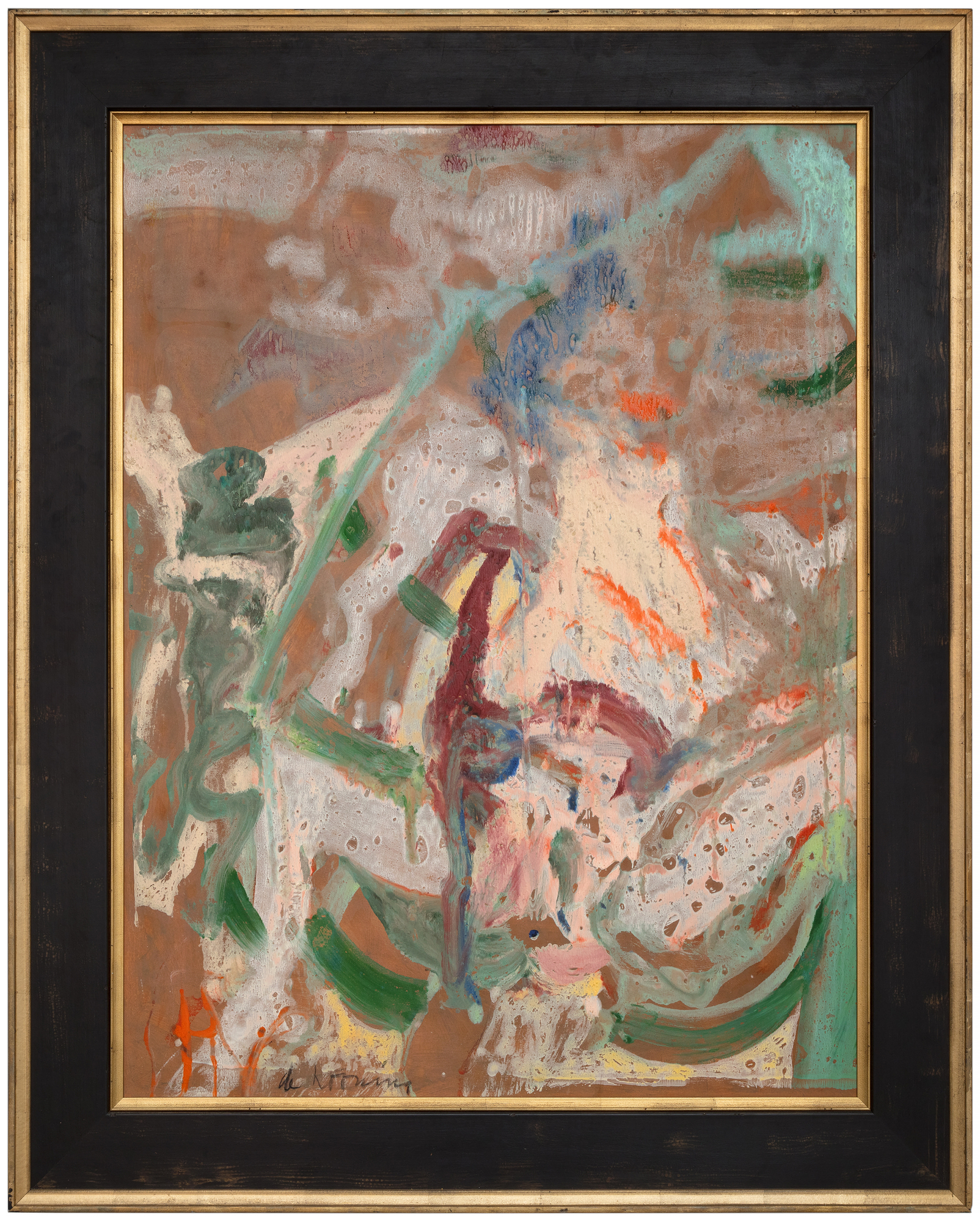 WILLEM DE KOONING - Mujer en un bote de remos - óleo sobre papel colocado sobre masonita - 47 1/2 x 36 1/4 in.