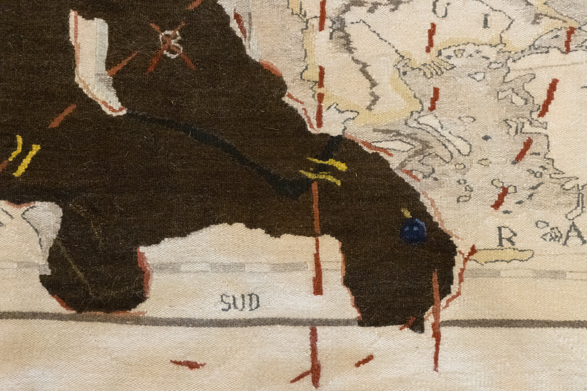 WILLIAM KENTRIDGE - Porter Series: Carte L'Europe (Shower Woman) - mohair and silk embroidered tapestry - 98 3/8 x 137 7/8 in.