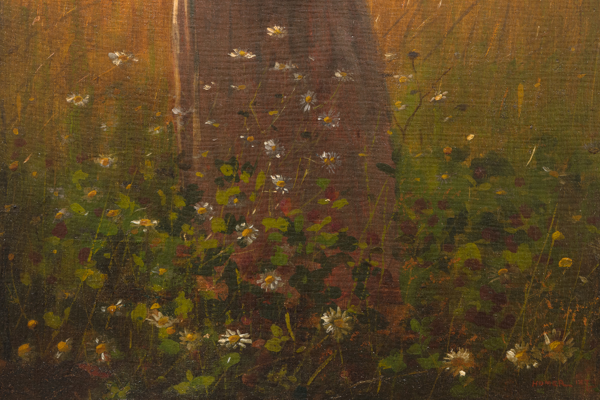 Au début des années 1870, Winslow Homer a souvent peint des scènes de la vie à la campagne près d'un petit hameau agricole réputé depuis des générations pour ses remarquables champs de blé, situé entre la rivière Hudson et les Catskills, dans l'État de New York. Aujourd'hui, Hurley est bien plus célèbre pour avoir inspiré l'une des plus grandes œuvres d'Homer, Snap the Whip, peinte au cours de l'été 1872. Parmi les nombreuses autres peintures inspirées par la région, Girl Standing in the Wheatfield est riche en sentiments, mais sans sentimentalisme excessif. Elle est directement liée à une étude peinte en France en 1866 et intitulée In the Wheatfields (Dans les champs de blé), ainsi qu'à une autre étude peinte l'année suivante, après son retour en Amérique. Mais Homère aurait sans doute été le plus fier de celle-ci. Il s'agit d'un portrait, d'une étude de costume, d'une peinture de genre dans la grande tradition de la peinture pastorale européenne, et d'un tour de force atmosphérique dramatiquement rétro-éclairé, imprégné de la lumière de l'heure qui s'estompe rapidement, avec des notes lambda et fleuries et des touches d'épis de blé. En 1874, Homer a envoyé quatre tableaux à l'exposition de la National Academy of Design. L'une d'entre elles était intitulée "Girl". Ne serait-ce pas celle-ci ?