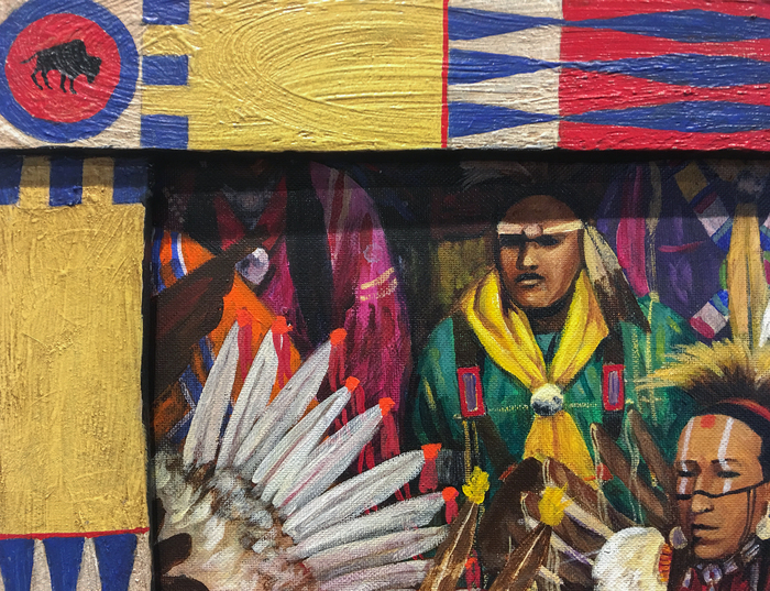 EARL STALEY - Powwow 19: Intertribal - acrylic on canvas board - 19 x 16 3/4 in.