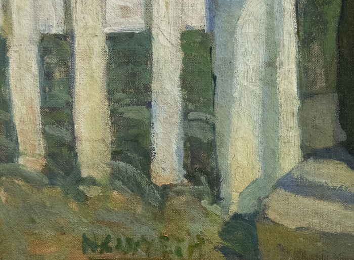 N.C. WYETH - "Good-bye, Mistress Friendly-Soul!" Initially used as a frontispiece illustration for the 1914 novel, “The Witch,” by Mary Johnston, Wyeth’s painting presents a poignant scene of friendship and understanding between a grieving, independent woman and a generous, misunderstood doctor. Although the two hardly know each other, they have a shared understanding of and reverence for what is good. While the rest of the town searches for the devil in all things, these two choose kindness and light. Here, they take a moment to appreciate the lives they have led and the good they have done. Wyeth’s illustration depicts hope and expectation of good despite the perils and sorrows of human life.
<br>
<br>In addition to illustrating more than 100 books, including adventure classics like Treasure Island, Kidnapped, Robinson Crusoe, and The Last of the Mohicans, Wyeth was also a highly regarded muralist, receiving numerous commissions for prestigious corporate and government buildings throughout the United States. Wyeth’s style, honed by early work at the Saturday Evening Post and Scribner’s, demonstrates his keen awareness of the revealing gesture, allowing readers to instantly grasp the essence of a scene.