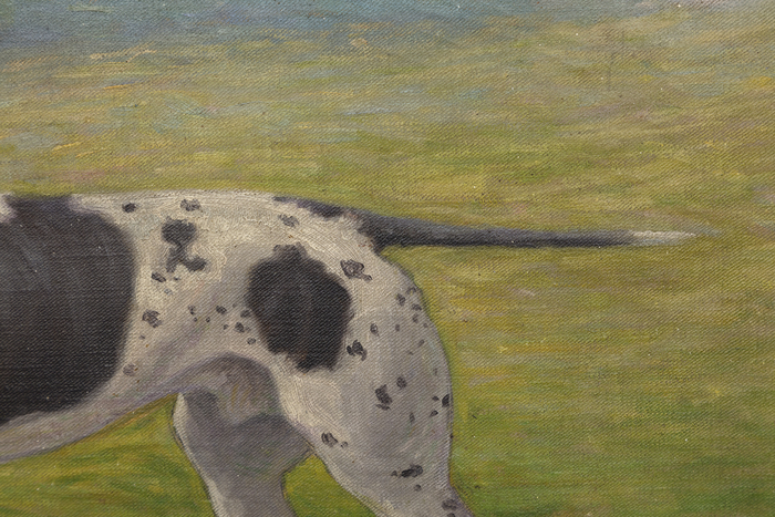 N.C. WYETH - Don, Pointer Dog N.C. Wyeth is regarded as a father of American Illustration, and his prolific career was marked by artworks with distinctive personality and majestic storytelling. In Don, Pointer Dog (1902), the artist brings his sense of majesty to a personal context. Wyeth was twenty years old when he painted the charming canine portrait, a special commission for a family he met in Massachusetts while on a walking trip with his brothers.