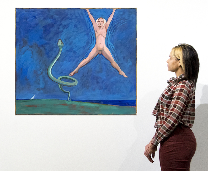 WILLIAM THEOPHILUS BROWN - Untitled (Painting with Jumping Man and Snake) WILLIAM THEOPHILUS BROWN - Untitled (Painting with Jumping Man and Snake) - acrylic on canvas - 38 x 42 in.