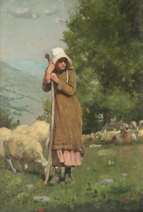 WINSLOW HOMER - The Shepherdess - oil on canvas - 22 3/4 x 15 3/4 in.