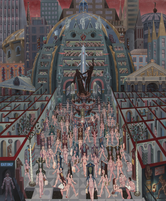 IRVING NORMAN - The Academy IRVING NORMAN - The Academy - oil on canvas - 110 x 90 in.