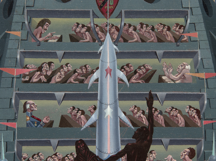 IRVING NORMAN - The Academy IRVING NORMAN - The Academy - oil on canvas - 110 x 90 in.