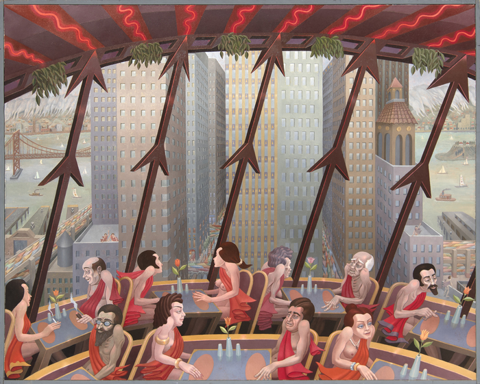 IRVING NORMAN - Carousel Restaurant - oil on canvas - 60 x 72 in.