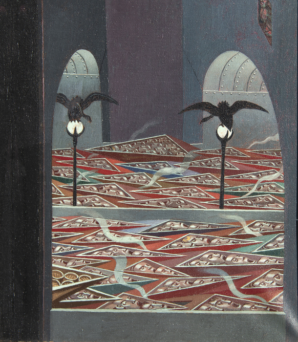 IRVING NORMAN - City Image IRVING NORMAN - City Image - oil on canvas - 124 x 44 in.