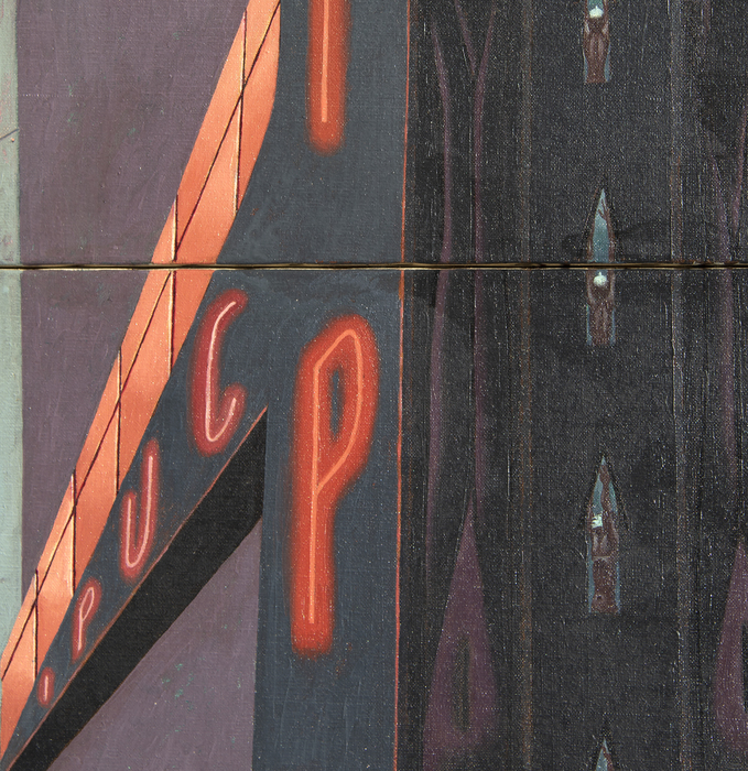 IRVING NORMAN - City Image IRVING NORMAN - City Image - oil on canvas - 124 x 44 in.
