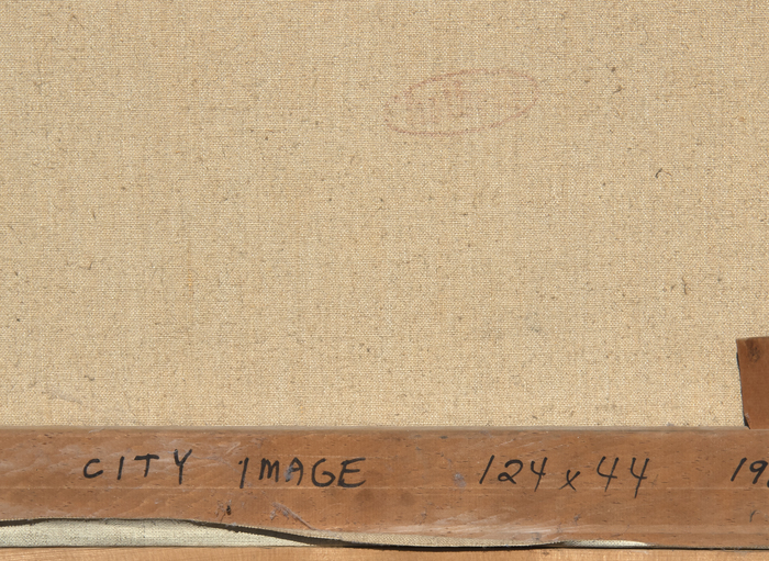 IRVING NORMAN - City Image IRVING NORMAN - City Image - oil on canvas - 124 x 44 in.