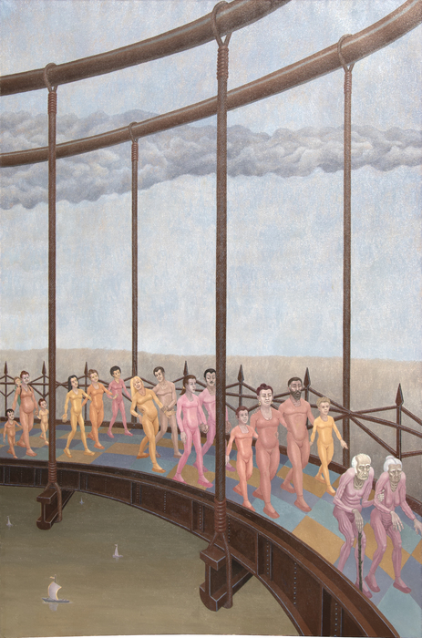 IRVING NORMAN - Crossing the Bridge IRVING NORMAN - Crossing the Bridge - oil on canvas - 90 x 60 in.