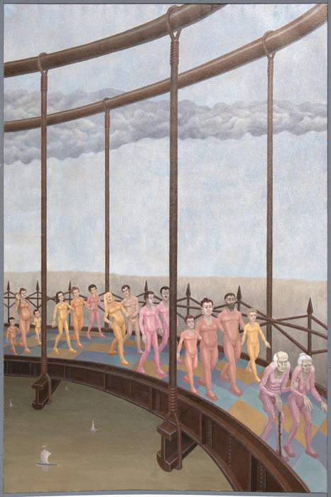 IRVING NORMAN - Crossing the Bridge IRVING NORMAN - Crossing the Bridge - oil on canvas - 90 x 60 in.
