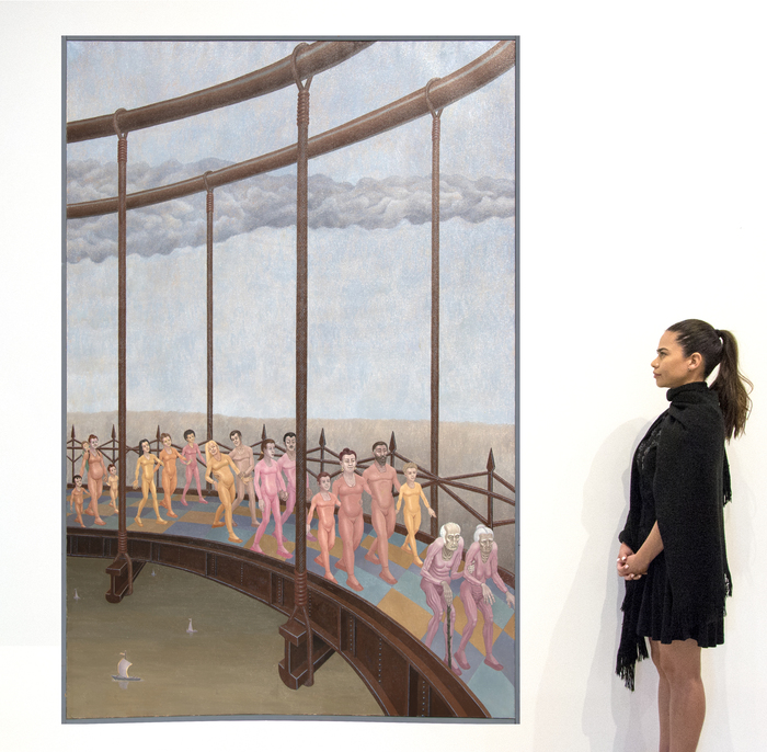 IRVING NORMAN - Crossing the Bridge IRVING NORMAN - Crossing the Bridge - oil on canvas - 90 x 60 in.