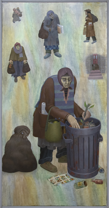 IRVING NORMAN - Homeless 2 - oil on canvas - 72 x 36 in.