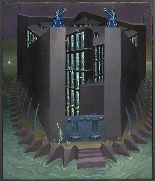 IRVING NORMAN - Prison - oil on canvas - 56 x 46 in.