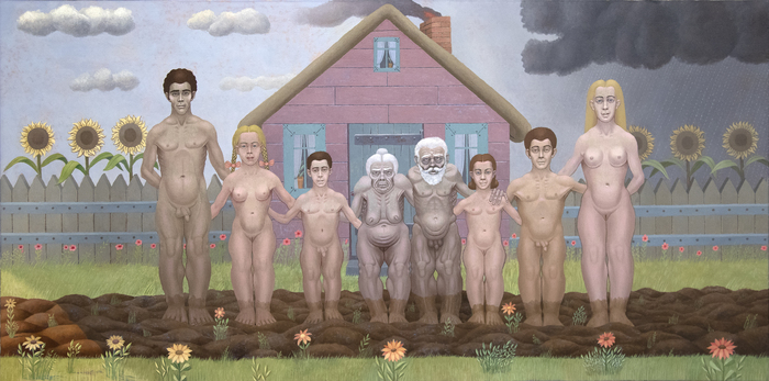 IRVING NORMAN - Rural Family IRVING NORMAN - Rural Family - oil on canvas - 36 x 72 in.