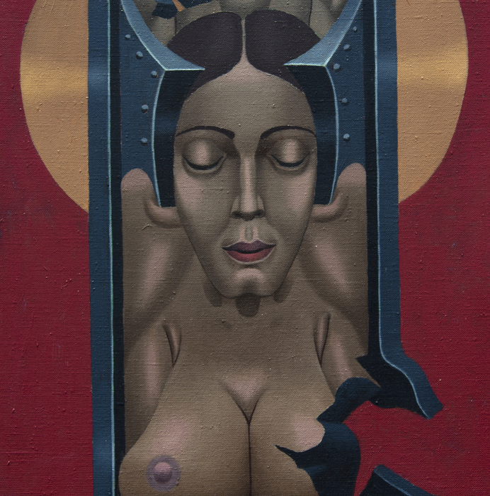 IRVING NORMAN - Totem of a Holy Family IRVING NORMAN - Totem of a Holy Family - oil on canvas - 90 x 19 3/4 in.