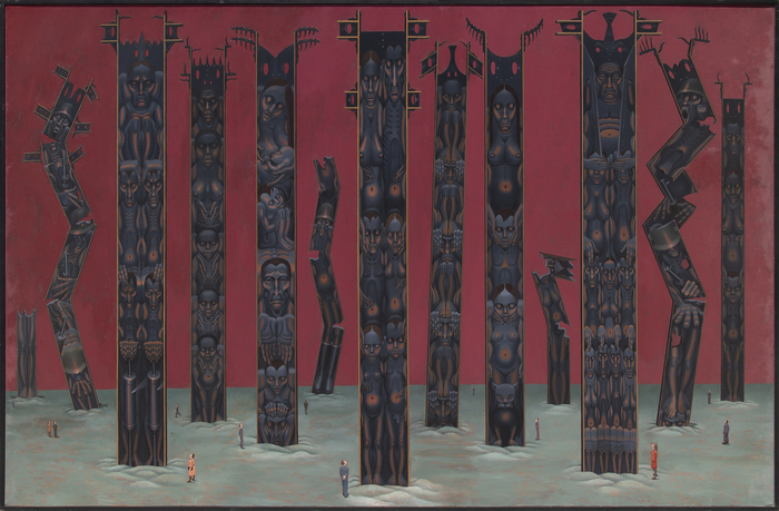 IRVING NORMAN - Totems IRVING NORMAN - Totems - oil on canvas - 72 x 110 in.