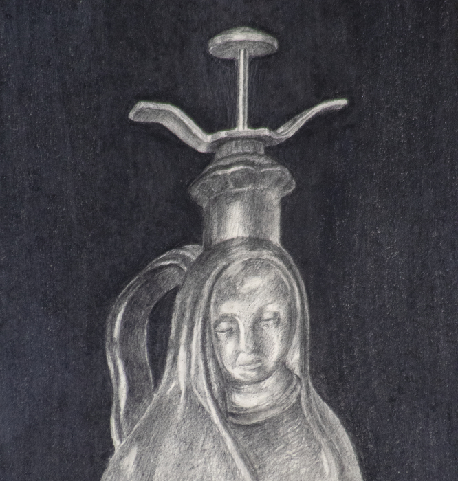 IRVING NORMAN - Wine Bottle - graphite on paper - 18 7/8 x 11 5/8 in.