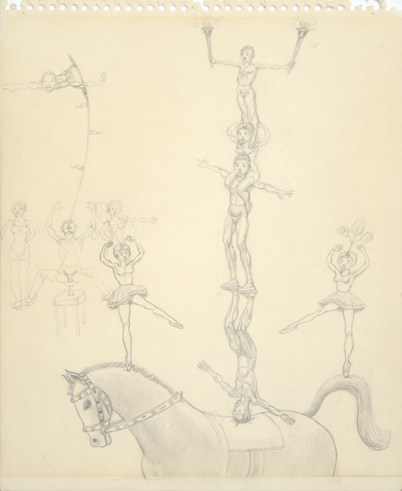IRVING NORMAN - The Circus, Balancing Act 2 (a Study) - pencil on paper - 11 x 9 in.