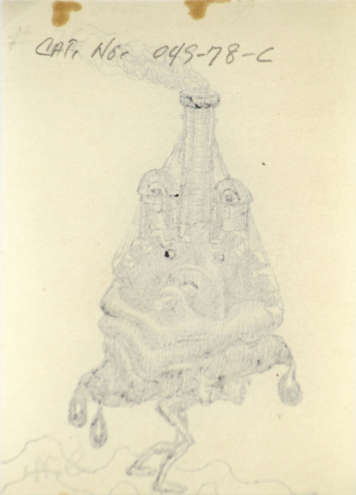 IRVING NORMAN - Untitled - pen and ink on paper - 3 1/2 x 2 1/2 in.
