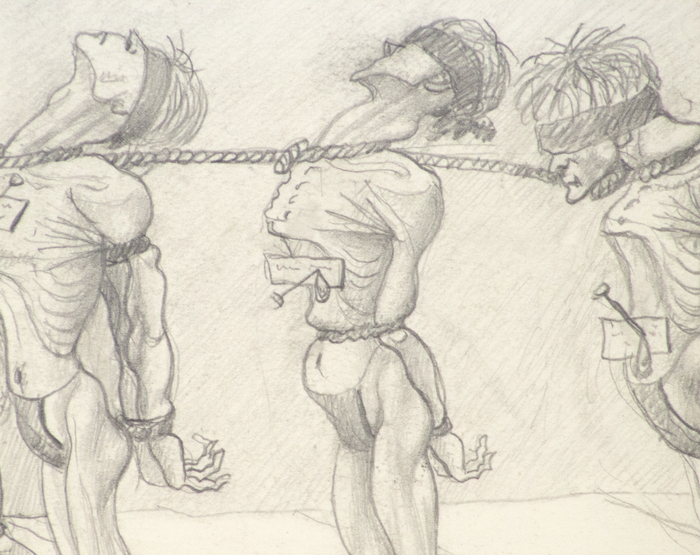 IRVING NORMAN - Untitled (Possible Study for "Liberation War Prisonerss") IRVING NORMAN - Untitled (Possible Study for "Liberation War Prisonerss") - pencil on paper - 14 x 16 1/2 in.