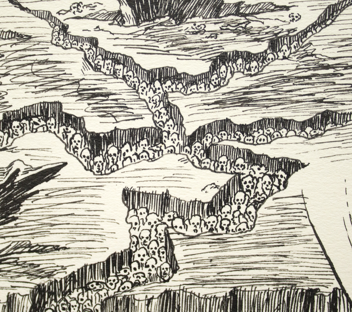 IRVING NORMAN - Shrapnel IRVING NORMAN - Shrapnel - pen and ink on artists board - 29 3/4 x 20 in.