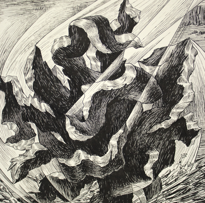 IRVING NORMAN - Shrapnel IRVING NORMAN - Shrapnel - pen and ink on artists board - 29 3/4 x 20 in.