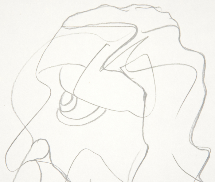 IRVING NORMAN - Untitled (Abstract Head) - graphite on paper - 12 x 8 7/8 in.