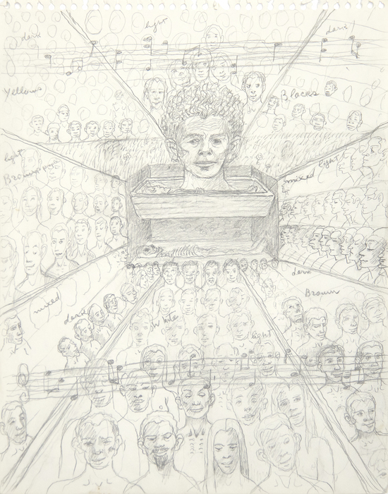 IRVING NORMAN - Untitled (Possible Study for "The Immortality of Beethoven's 9th Symphony") - pencil on paper - 14 x 11  in.