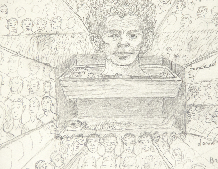 IRVING NORMAN - Untitled (Possible Study for "The Immortality of Beethoven's 9th Symphony") IRVING NORMAN - Untitled (Possible Study for "The Immortality of Beethoven's 9th Symphony") - pencil on paper - 14 x 11 in.