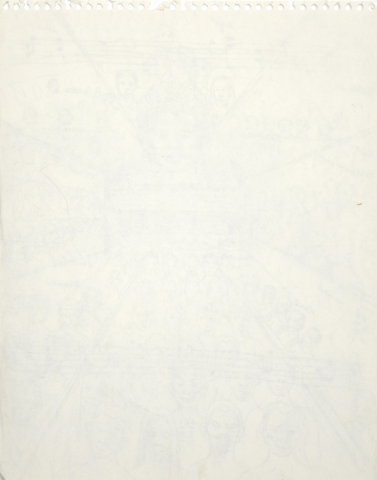 IRVING NORMAN - Untitled (Possible Study for "The Immortality of Beethoven's 9th Symphony") IRVING NORMAN - Untitled (Possible Study for "The Immortality of Beethoven's 9th Symphony") - pencil on paper - 14 x 11 in.