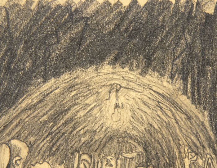 IRVING NORMAN - Untitled (Bodies in Crypt) IRVING NORMAN - Untitled (Bodies in Crypt) - pencil on paper - 7 1/2 x 3 7/8 in.