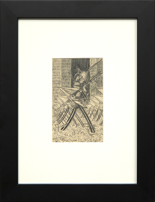 IRVING NORMAN - Untitled (War Study) - graphite on paper - 6 x 3 1/2 in.