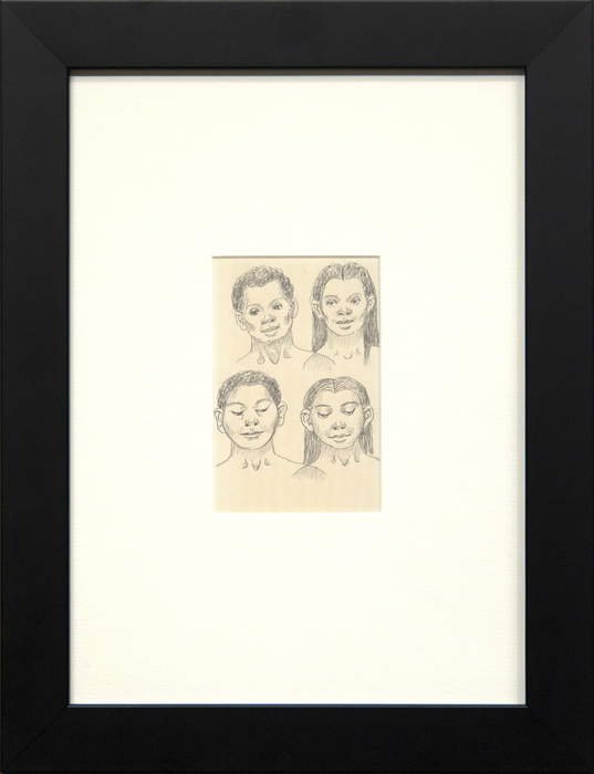 IRVING NORMAN - Untitled (Four Heads) IRVING NORMAN - Untitled (Four Heads) - graphite on paper - 5 x 3 1/2 in.