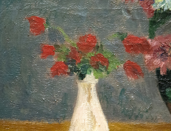 HENRI MANGUIN - Bouquets de fleurs "Bouquets de Fleurs" (1901) is a glowing Post-Impressionist still life. As the revolutionary wave of Impressionism receded from its apex, artists such as Henri Manguin, Henri Matisse, Kees van Dongen, Louis Valtat, and others emerged as part of the new avant-garde in Europe. These “Fauves,” or roughly translated “wild beasts,” would attack their canvases with a bold and vibrant new palette. This completely new way of painting was not initially celebrated by critics, or the artistic elite, but is today recognized among the most innovative and original artistic movements of the 20th Century.
<br>
<br>The present work, painted just before the revolution of Fauvism took hold, demonstrates a critical transitionary period in Modern Art. The subject is depicted with a masterful compositional sense and attention to spatial relationships. Manguin’s competency in composition would allow him to experiment freely with color during the first decade of the 20th Century. The slightly later but comparable Manguin still life “Flowers” (1915) is in the permanent collection of the Hermitage Museum, St. Petersburg, Russia.