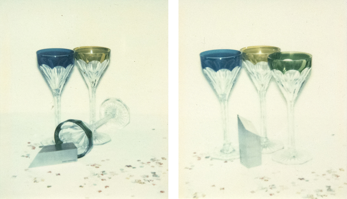 ANDY WARHOL - Committee 2000 Champagne Glasses ANDY WARHOL - Committee 2000 Champagne Glasses - Polaroid on board - 4 1/4 x 3 3/8 in. ea.