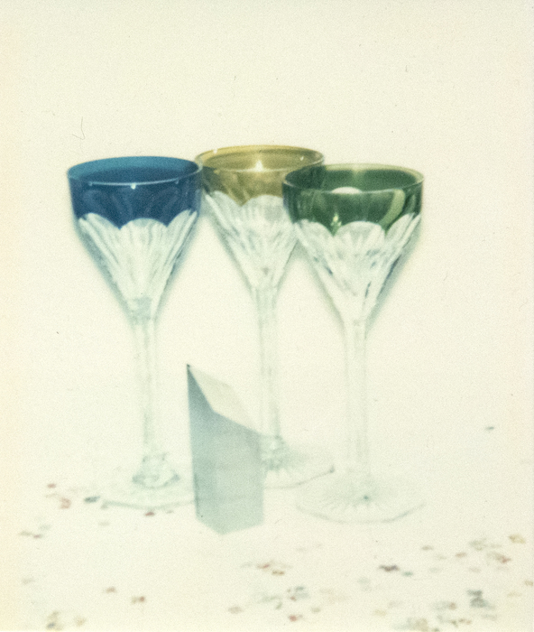 ANDY WARHOL - Committee 2000 Champagne Glasses - Polaroid on board - 4 1/4 x 3 3/8 in. ea.