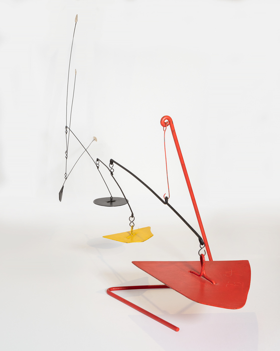 ALEXANDER CALDER - Cantilever By the 1970s, when "Cantilever" was created, Alexander Calder was at the height of artistic prowess. He created this piece with an informed eye, having been working for the better part of the century on identifying and expounding upon his unique creative vision. One of the most instantly recognizable artists of his time, Calder was referred to as an "Engineer of Beauty" by his close friend and neighbor Robert Osborn. "Cantilever" is a bold experiment in balance, form, and color in the third dimension.
<br>
<br>The work was exhibited at the Perls Gallery, Calder's primary dealer. Since that time, the work has remained in the same private collection. It is registered in the archives of the Calder Foundation, New York, under application number A08148.
<br>
<br>
<br>It was also in 1973 that Alexander Calder completed the Monumental sculpture in Chicago, "Flamingo."