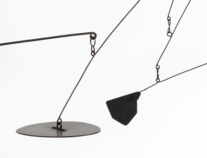 ALEXANDER CALDER - Cantilever By the 1970s, when "Cantilever" was created, Alexander Calder was at the height of artistic prowess. He created this piece with an informed eye, having been working for the better part of the century on identifying and expounding upon his unique creative vision. One of the most instantly recognizable artists of his time, Calder was referred to as an "Engineer of Beauty" by his close friend and neighbor Robert Osborn. "Cantilever" is a bold experiment in balance, form, and color in the third dimension.
<br>
<br>The work was exhibited at the Perls Gallery, Calder's primary dealer. Since that time, the work has remained in the same private collection. It is registered in the archives of the Calder Foundation, New York, under application number A08148.
<br>
<br>
<br>It was also in 1973 that Alexander Calder completed the Monumental sculpture in Chicago, "Flamingo."
