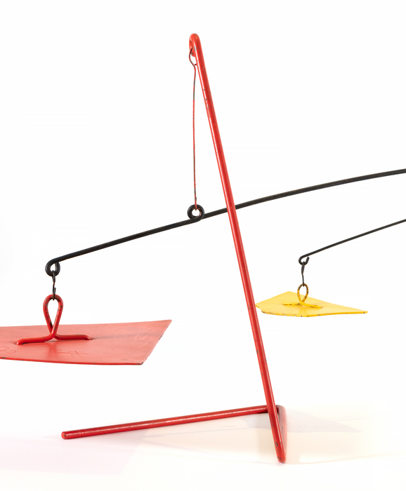 ALEXANDER CALDER - Cantilever By the 1970s, when "Cantilever" was created, Alexander Calder was at the height of artistic prowess. He created this piece with an informed eye, having been working for the better part of the century on identifying and expounding upon his unique creative vision. One of the most instantly recognizable artists of his time, Calder was referred to as an "Engineer of Beauty" by his close friend and neighbor Robert Osborn. "Cantilever" is a bold experiment in balance, form, and color in the third dimension.
<br>
<br>The work was exhibited at the Perls Gallery, Calder's primary dealer. Since that time, the work has remained in the same private collection. It is registered in the archives of the Calder Foundation, New York, under application number A08148.
<br>
<br>
<br>It was also in 1973 that Alexander Calder completed the Monumental sculpture in Chicago, "Flamingo."