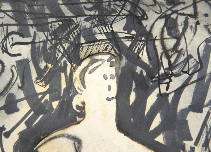 HENRY MOORE - Sculpture Motives HENRY MOORE - Sculpture Motives - ink, watercolor, and wax crayon on paper - 11 x 7 7/8 in.