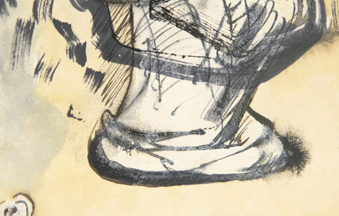 HENRY MOORE - Sculpture Motives HENRY MOORE - Sculpture Motives - ink, watercolor, and wax crayon on paper - 11 x 7 7/8 in.