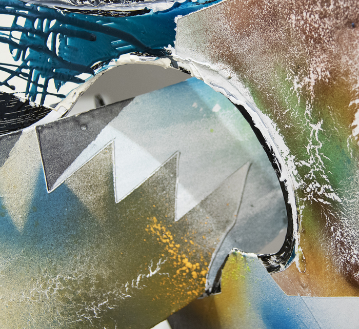 FRANK STELLA - The Musket FRANK STELLA - The Musket - mixed media on aluminum - 74 1/2 x 77 1/2 x 33 in.
