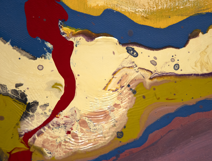 Along with Jackson Pollock, Barnett Newman, and Willem de Kooning, Theodoros Stamos was part of the first generation of Abstract Expressionists. Like Newman, Stamos explored the possibilities of color which he combined with studies of light and location.<br><br>This painting represents Stamos’s fascination with color, pushing both the surface and symbolic qualities in their placement and geometry. Within the canvas, one can see subtle influences of “primitive” or “mythological” shapes which pushes the viewer to consider their relation to both the painting in front of them and their place within a larger cosmos.<br><br>The work is part of his Lefkada series, named after a Greek island. It is a nod to both Stamos’s Greek heritage (his father came from Lefkada) and to where he spent half of the year each year after 1976. The Lefkada series speaks to the mythological aspects of the canvas, and the influence of location on his process. <br><br>Stamos was also an important teacher, having taught at the famed Black Mountain College where one of his students was Kenneth Noland