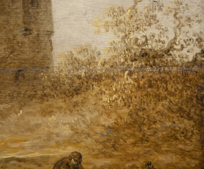 JAN JOSEPHSZOON VAN GOYEN - River Landscape with a Windmill and Chapel JAN JOSEPHSZOON VAN GOYEN - River Landscape with a Windmill and Chapel - oil on panel - 22 1/2 x 31 3/4 in.