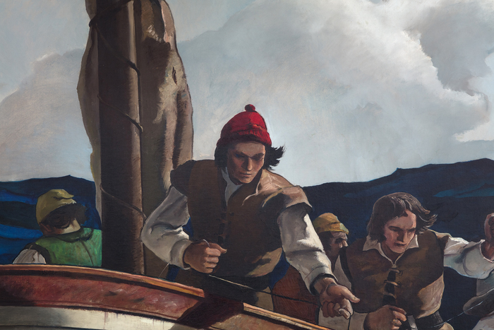 Andrew Wyeth & N. C. Wyeth - Puritan Cod Fishers Andrew Wyeth & N. C. Wyeth - Puritan Cod Fishers - oil on canvas - 108 1/2 x 157 1/2 in.