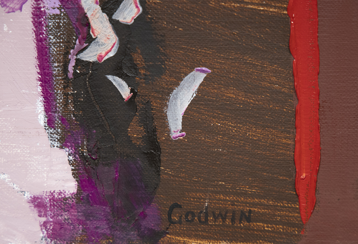 “[Godwin's paintings] have the muscularity of Kline and Hofmann, as well as the color wingspan of Helen Frankenthaler, the jagged-edged voids of Clifford Still and the stately architectonics of Robert Motherwell.” (Walter Robinson, Artnet Magazine, December 13, 2010)<br><br>Along with Helen Frankenthaler, Joan Mitchell, Lee Krasner, Elaine de Kooning, and Grace Hartigan, Godwin is one of the golden twelve painters identified and included in the important “Women of Abstract Expression” traveling exhibition that opened at the Denver Art Museum during 2016-17. That show spotlighted and elevated an awareness of Godwin’s work along with that of Mary Abbott, Perle Fine, Deborah Remington and others who deserved renewed attention. At the time of exhibition in 2016-17, Godwin was one of only three still living. Her work is included in almost fifty American museums and is represented in the collection of Musée d’Art Classic de Mougins near Cannes and Antibes, South of France.   <br><br>This painting, "Rocks" demonstrates her ability to reach an agreeable balance between pure abstraction and architectonic references that suggest the landscape. This canvas is of a scale that showcases her strengths as an abstract, gestural artist yet is of a size well adapted to home settings.