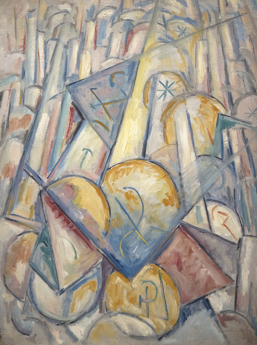 MARSDEN HARTLEY - Bach Preludes et Fugues No. 1 (Musical Theme) - oil on canvas laid down on board - 28 1/2 x 21 in.